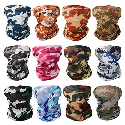 Bild av GUIFIER Utomhus multifunktionell sport magisk sömlös halsduk ansiktsmask huvudbonad elastiskt pannband bandana UV motstånd huvudbonader turban breda huvuddukar balaklava tub, 12 st kamouflage E, en storlek