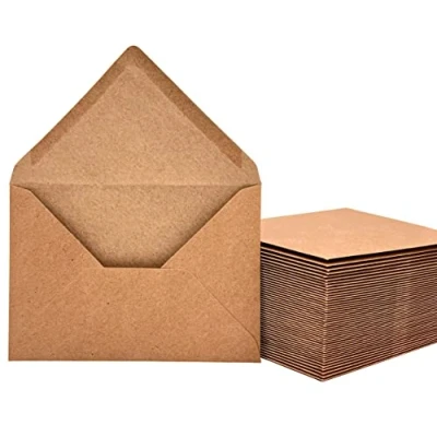 Bild av PAKNOR Kraftpapper kuvert 100 stycken 130 g/m2 för gratulationskort inbjudan födelsedagskort våtlimning spetsklaff (DIN C6 11,4 x 16,2 cm 100)