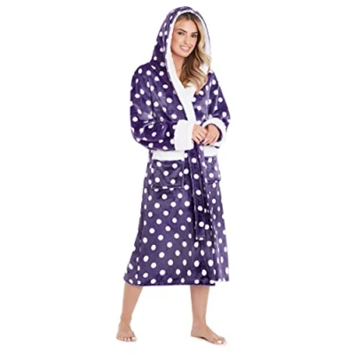 Bild av CityComfort DRESSORTS FÖR KVINNOR, mjuka fleece kvinnors kläder, S, Lila/vit