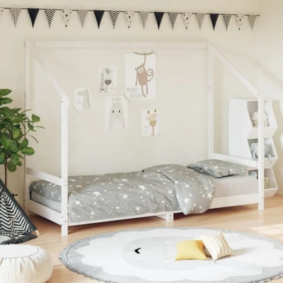 Bild av VidaXl Sängram Barnsäng Massiv Furu Vit 80X200 Cm