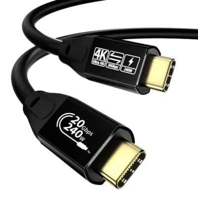 Bild av YIWENTEC USB C kabel till 3.2 hane Gen2 x 2 typ laddningskabel, 20 Gbps dataöverföring, 240 W 48 V/5 A snabbladdningskabel, 4K @ 60Hz videoöverföring (1M)