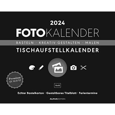 Bild av Alpha Edition Creative Line Tischaufsteller quer Bastelkalender 2024, im Format 20 x 16 cm, Monatskalender zum selbstgestalten, für groß und klein