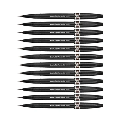 Bild av Pentel SESF30C EX Extra fin penselspets, 12 stycken brun