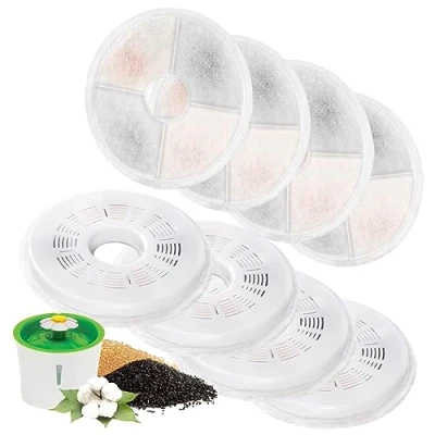 Bild av 8 pack kattvattenfontän ersättningsfilter passar för 3 l blomma vattendispenser automatisk husdjur hund katt fontänfilter