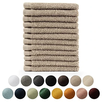 Bild av Blumtal Handduksset 12 pack Ansiktshandduk Tvättlapp Handduk Mjuk och absorberande 100% bomull Oeko TEX® certifierad Taupe