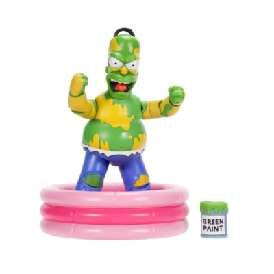 Bild av Simpsons Furious Homer 12,7 cm Premium Collector&#039;s actionfigur av JAKKS Pacific, inkluderar tillbehör och brytbart staket, smashing Arm Action, helt artikulerad
