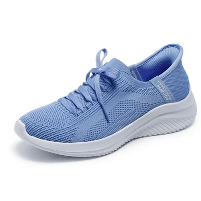 Bild av Skechers Ultra Flex 3.0 Brilliant Path dam Sneaker, Periwinkle stickad rosa trim, 38.5 EU