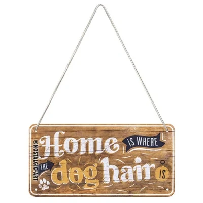 Bild av Nostalgic Art Plåtskylt i retrostil för upphängning, Dog hair Presentidé hundägare, av metall, Deko vintagedesign, 10 x 20 cm