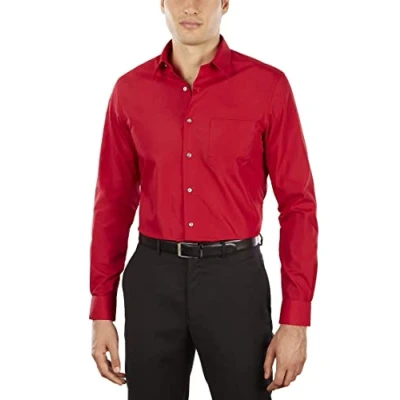 Bild av Van Heusen herrklänning skjorta anpassad poplin solid, Flamma, 15 Neck / 34 35 Sleeve