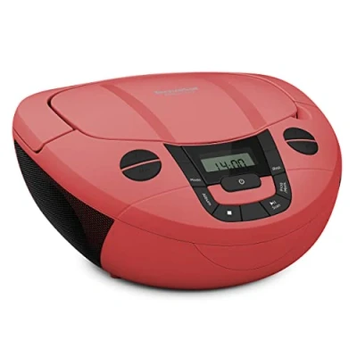 Bild av TechniSat VIOLA CD 1 bärbar stereo spelare, boombox med praktiskt bärhandtag (CD radio för barn, FM radiomottagare, Bluetooth mottagning, 2 x W RMS effekt, nätdrift och batteridrift) Röd