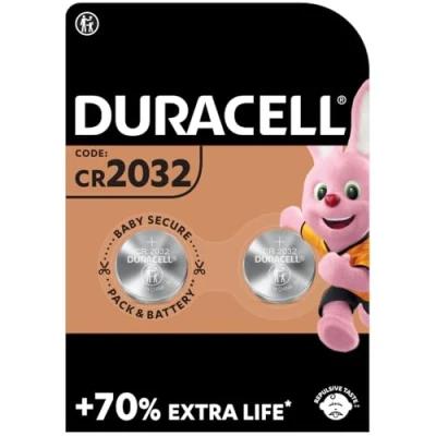 Bild av Duracell 2032 litium Knappcellsbatteri 3 V, (DL2032/CR2032), lämplig för användning i elektroniska nyckelbrickor, vågar, kroppsnära teknik och medicinsk utrustning, förpackning med 2, paket 2