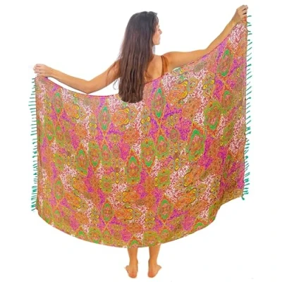 Bild av Mandala Life ART grön pareo kvinnor med tofsar bomull stor strand sarong strandhandduk omlottkjol strandkjol gobeläng omlottduk bikini cover up duk för baddräkt, palolem, En Storlek