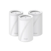 Bild av TP Link Deco BE65 Wi Fi 7 Mesh WLAN set (3 pack), Tri band 5 760 Mbit/s (6 GHz) 2 880 (5 + 574 (2,4 GHz), 6 strömmar, 4 x 2,5G portar, 1 USB 3,0