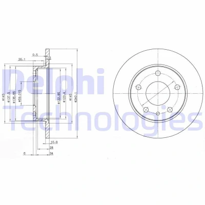 Bild av DELPHI BG2914 Disque de frein 240 11 5 plein huilé non traité sans roulement roue, bague ABS ALFA ROMEO: GTV, Spider