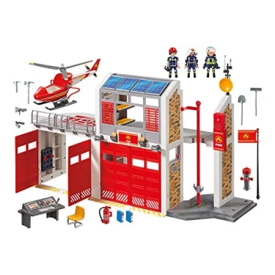 Bild av PLAYMOBIL 9462 Caserne de pompiers avec hélicoptere, City Action, Mixte, Pour enfant des 4 ans