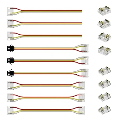 Bild av PAUTIX COB LED remsa kontakt set för RGBIC remsor, 3 poler lödfri anslutningssats, till kontaktkontakt, sömlös kontakt, tråd