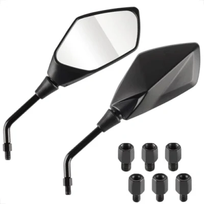 Bild av Evermotor Universal motorcykel backspegel spegel set E4 E godkänd 2 x M10 högergänga, M8 högergänga 1 vänstergänga, för fyrhjuling ATV moped