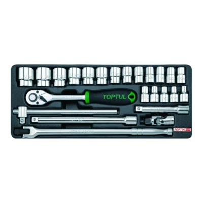 Bild av TOPTUL GCAT2402 Module servante 24 8, 9, 10, 11, 12, 13, 14, 15, 16, 17, 19, 21, 22, 23, 24, 27, 30, 32 Acier chrome vanadium 1/2