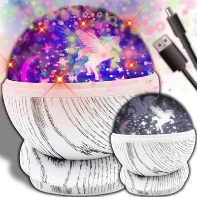Bild av Retoo Nattlampa med stjärnhimmel, projektor för barn 360 rotation, LED sänglampa 7 ljusfärger, barnrum, USB kabel eller batteridriven, present till baby, pojke flicka