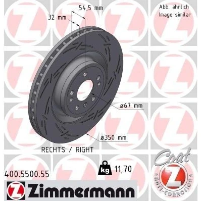 Bild av ZIMMERMANN 400.5500.55 Disque de frein 350 32 8/5 5 112 ventilé l&#039;intérieur, fendu revêtu à haute teneur en carbone MERCEDES BENZ: Classe ML