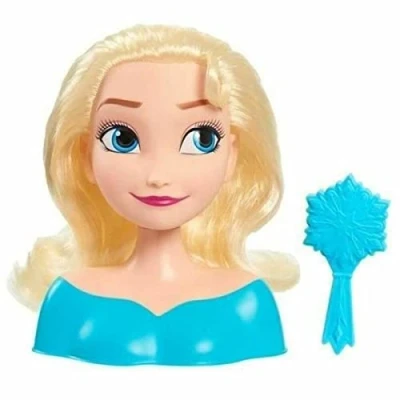 Bild av Just Play 87490 JP Disney Frost frisörhuvud Elsa Mini 14 cm med hårborste för stylingkul, från 3 år, svart