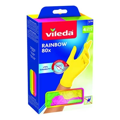 Bild av Vileda multifunktionshandskar Rainbow, Nitril, flerfärgade, 80 stycken, M/L