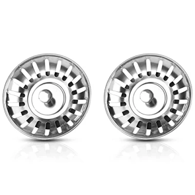 Bild av CZ Store® propp för diskbänk Diskbänksplugg Filter ✮LIVSTIDSGARANTI✮ Rostfritt stållock med gummilockstätning, 20 små hål vattenflöde Fångar upp hår, matrester Avloppstillbehör, 2pack