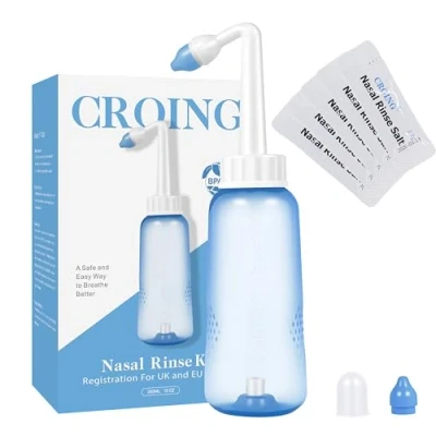 Bild av CROING Mix för bihålesköljning + 1 x flaska nästvätt (300 ml), neti pot kit, 40 st