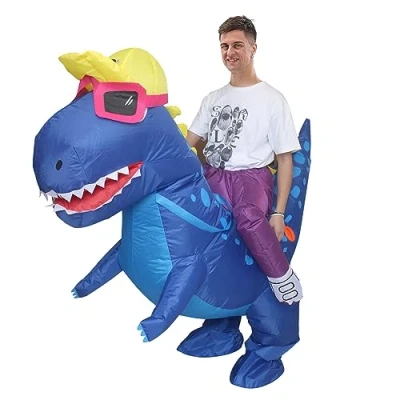 Bild av IRETG Dinosaurie uppblåsbar kostym vuxna roliga uppblåsbara dinosaurier kostymer halloween utklädnad för lärare skolfest