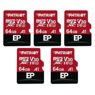 Bild av Patriot Memory 64GB A1 / V30 Minneskort för Android telefoner och surfplattor, 4K videoupptagning Paket med 5