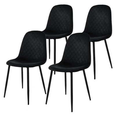 Bild av Matstol set om 4 antracit sammetsklädsel med metallben inkl. montering material ML Design