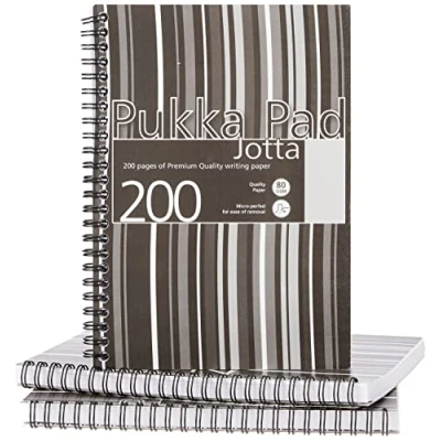 Bild av Pukka Pad Jotta anteckningsblock spiralbunden plast rak linjerad 200 sidor 80 g/m² A5 3 st. svart randig