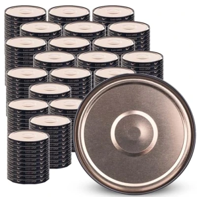 Bild av KADAX Skruvlock fi82 mm, Twist Off lockset av metall, reservlock för konserveringsburkar, lock med 6 snäpptänder fallburkar och konserveringsburkar (svart/guld, 200 stycken)