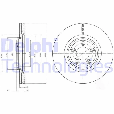 Bild av DELPHI BG4203C Disque de frein 326 30 5 ventilé revêtu à haute teneur en carbone sans roulement roue, bague ABS JAGUAR: S Type, XF Berline