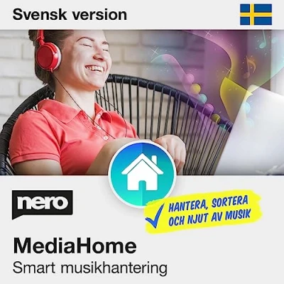 Bild av Nero Music Manager Media Home Hantera och Spela musik Känna igen låtar Arkivera Sortera upp Obegränsad licens 1 dator Windows 11 / 10 8 7