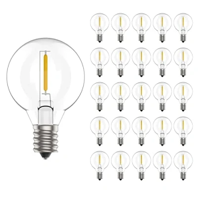 Bild av Svater 25 pack E12 LED lampor 1 W G40 plastglödlampor ersättning för ljusslingor utomhus inomhus 2 700 K varmvit IP44 vattentät AC230 V (Inte solljus)
