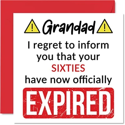 Bild av Roliga 70 årsdagskort för farfar Your Sixties Have Expired Grattis på födelsedagen kort från barnbarn barnbarn, 145 mm x skämt humor födelsedag gratulationskort present