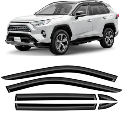 Bild av CLIM ART Vindavvisare för/kompatibel med Toyota RAV4 2019 2024 SUV Bilfönster Regnskydd Regnavvisare Stick On deflektorer Paket 6