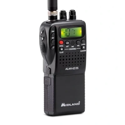 Bild av Midland Alan 42 DS Powerbundle CB Multi Band AM/FM radio och litiumbatteri kan växlas till varje europe. Landsstandard, 2 polig tillbehörsuttag, digital brusreducering, starkt ljud, svart C1267.S1