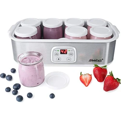 Bild av Steba Yoghurtmaker för utsökt hemmagjord yoghurt i perfekt konsistens; 8 glas yoghurtkoppar med lock på 180 ml; 1,4 liter total volym; justerbar temperatur 2055 C, JM 3
