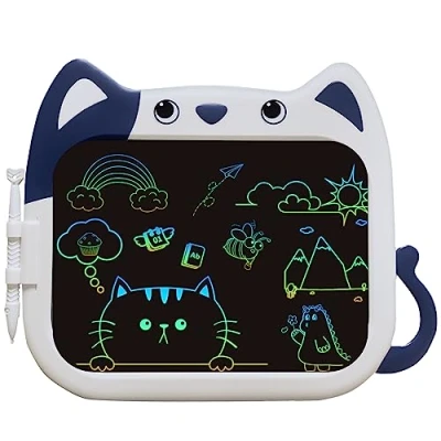 Bild av JOEAIS LCD skrivtavla barn 25 cm, ritbricka i tecknad serie kattdesign, pedagogisk och reseleksak rittavlor för pojkar flickor, fantastisk jul födelsedagspresenter