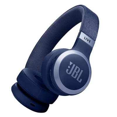 Bild av JBL Live 670NC On ear Bluetooth hörlurar med adaptiv aktiv brusreducering och avtagbar ljudkabel, JBL:s signaturljud, blå