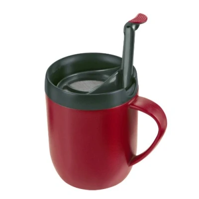 Bild av Zyliss varm mugg caféer, plast/silikon, röd, kaffe resemugg/isolerad kaffemugg/filter för malt kaffe/mugg med lock/campingmugg, diskmaskinssäker