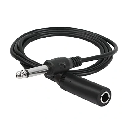 Bild av RIIEYOCA 1/4 tum till TS kabel, guldpläterad 6,35 mm mono hane hona ljudkabel för förstärkare, högtalare, gitarr (1 m/3,28 fot)