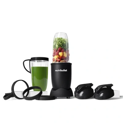 Bild av nutribullet Pro 900, med 7 tillbehör, elektrisk blender, hackare, smoothieblender, multifunktionsblender, 900 W effekt, 2st ml koppar,matt svart, NB910MAB