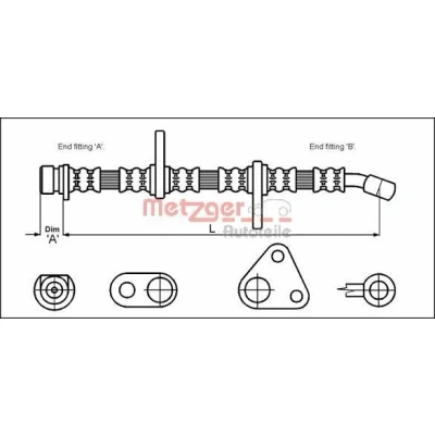 Bild av METZGER 4113501 Flexible De Frein 645 HONDA: CIVIC V 3/5 portes, CRX 2, 4 Hatchback