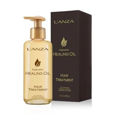 Bild av L&#039;ANZA Keratin Healing Oil Hair Treatment Hårolja, Återställer, Återupplivar Och Ger Näring Åt Torrt, Skadat Hår Hårbotten, Med Stärkande Phyto IV Complex, Protein Trippelt UV skydd, 180 Ml