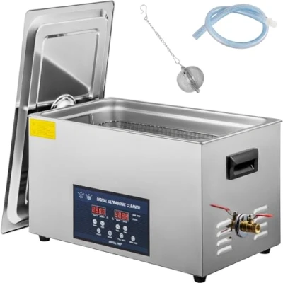 Bild av VEVOR Dubbel frekvens ultraljudsrengörare 30 L, professionell ultraljudsrengöring 220 V med uppvärmning, i rostfritt stål för smycken mynt kretskort 28/40 kHz