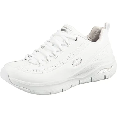 Bild av Skechers Arch Fit Citi Drive dam Sneaker, Vitt läder silver vit trim, 35 EU