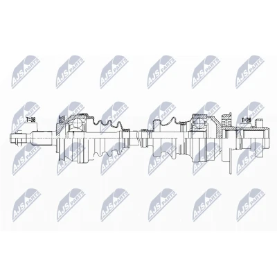 Bild av NTY NPW VW 121 Arbre de transmission Essieu avant droit 870, 240 avec roulement VOLKSWAGEN: Transporter 5 Bus, 5, Multivan (7HM